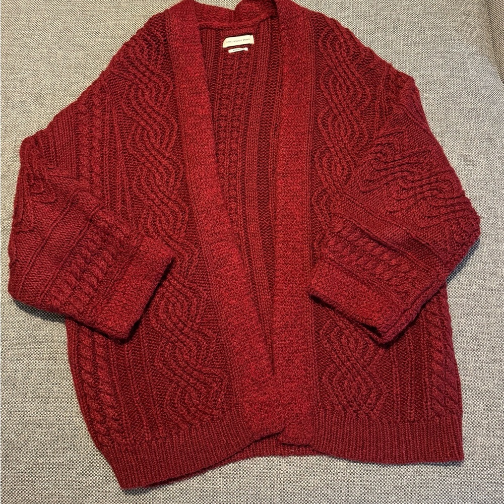 Isabel Marant Burgundy Red Cable Knit Open Cardigan